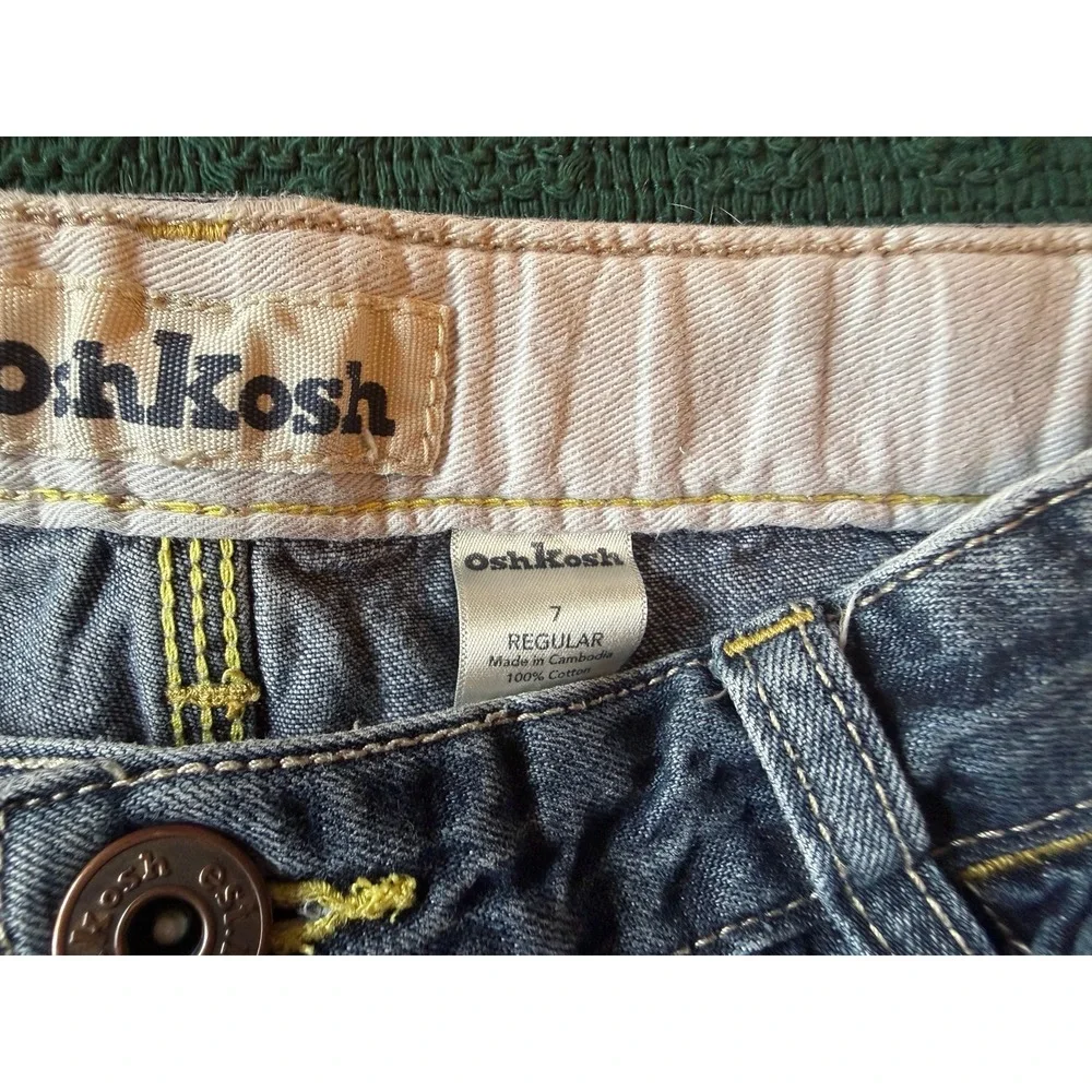 OshKosh Bgosh Boys Carpenter Jeans Medium Wash Denim Hammer Loop Size 7 Regular